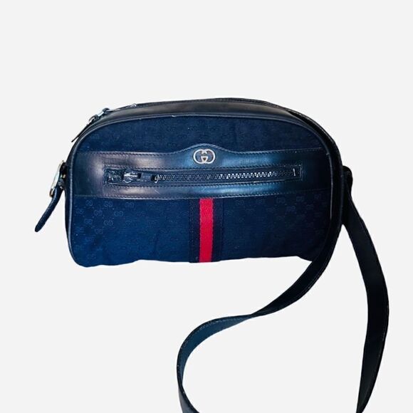 Gucci navy Gg canvas web shoulder bag - Picture 7 of 13